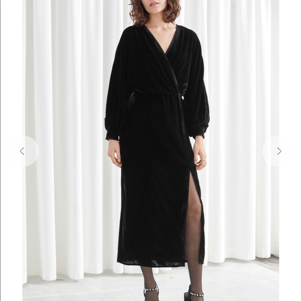 & Other Stories | Velvet Side Slit Midi Dress
